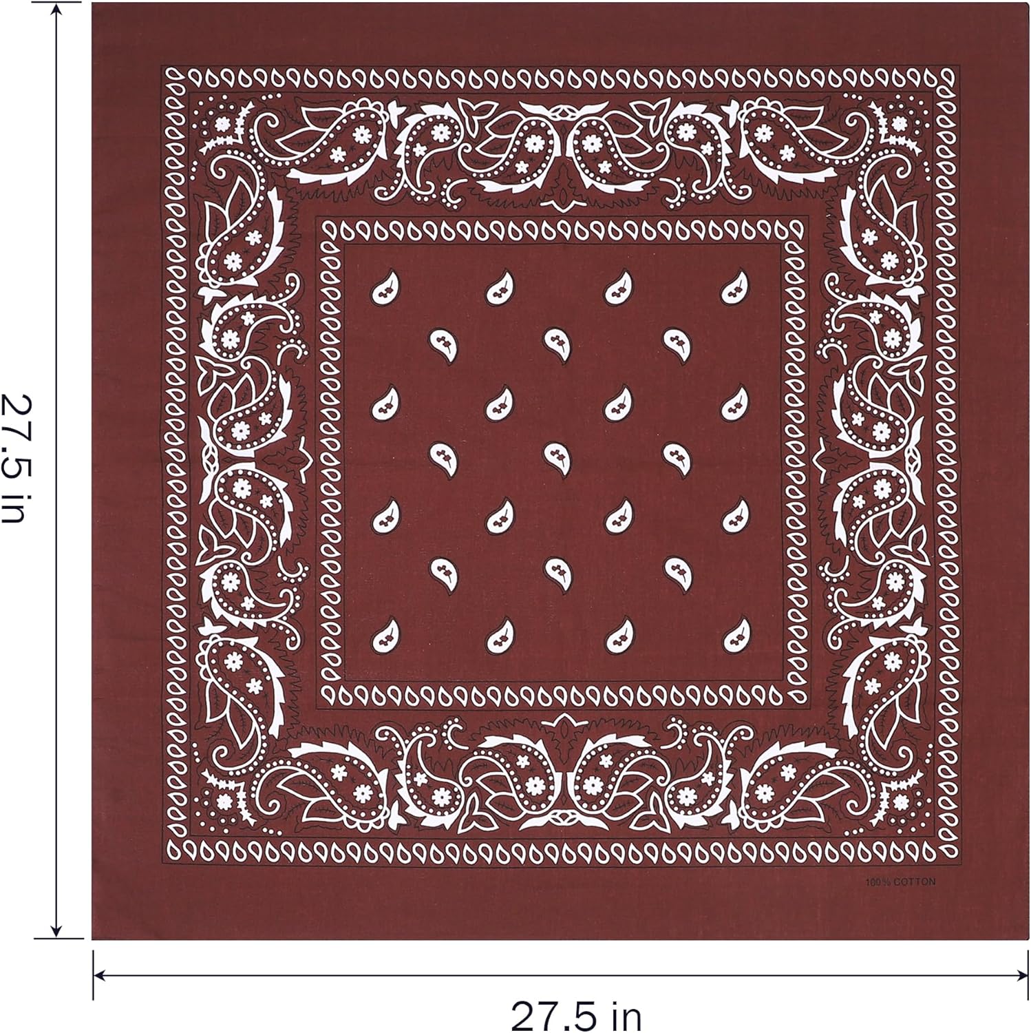 100% Cotton 27" x 27" Large Bandanas for Men & Women, Multi-Purpose Bandana Headbands, Square Head Scarf