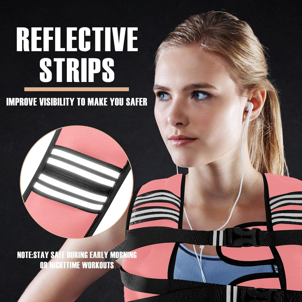 Weighted Vest Men or Women - 5/10/15/20/25/30lbs Weights with Reflective Stripe, Weighted Vest for Workout Equipment for Strength Training Running - Walking Weight Loss