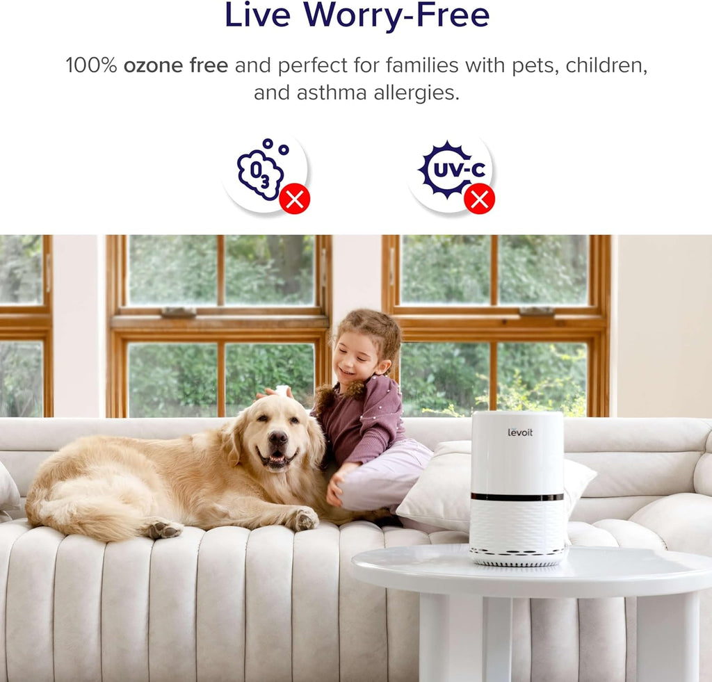 LEVOIT Air Purifiers for Bedroom Home Dorm, 3-in-1 Filter Cleaner with Fragrance Sponge for Better Sleep, Filters Smoke, Allergies, Pet Dander, Odor, Dust, Office, Desktop, Core Mini-P, White