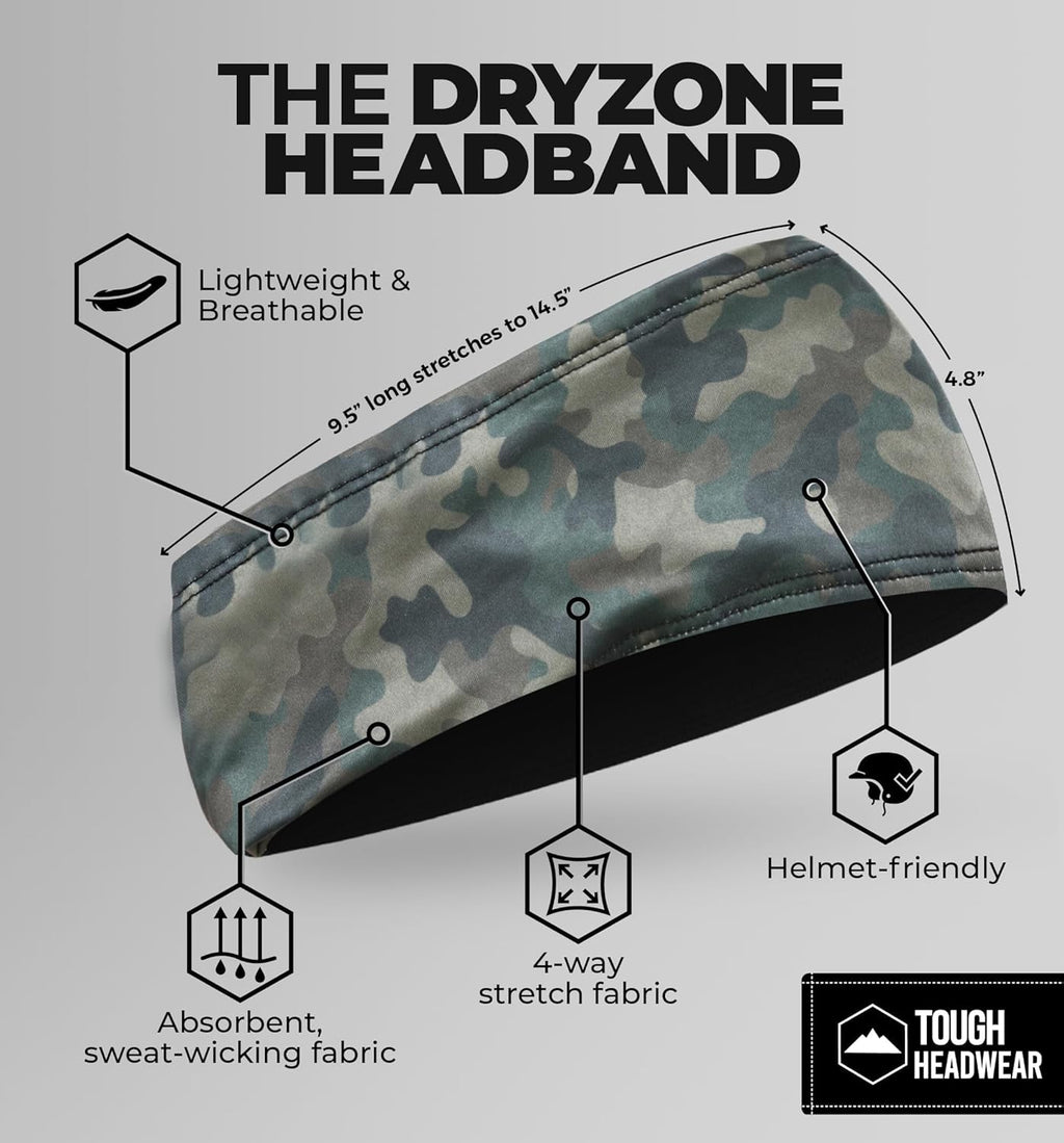 Tough Outfitters Headband for Men - Mens Headbands - Working Out Sports Performance Head Bands - Athletic Cycling Running Sweat Band, Football Headbands - Sweat Bands Men/Women