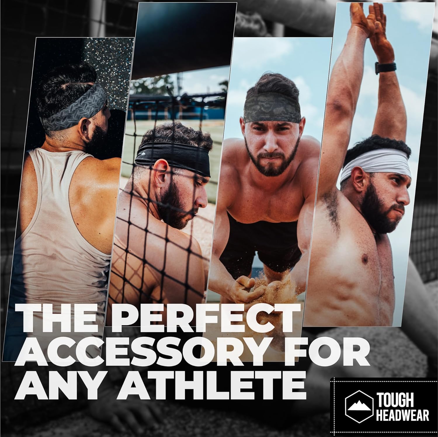 Tough Outfitters Headband for Men - Mens Headbands - Working Out Sports Performance Head Bands - Athletic Cycling Running Sweat Band, Football Headbands - Sweat Bands Men/Women