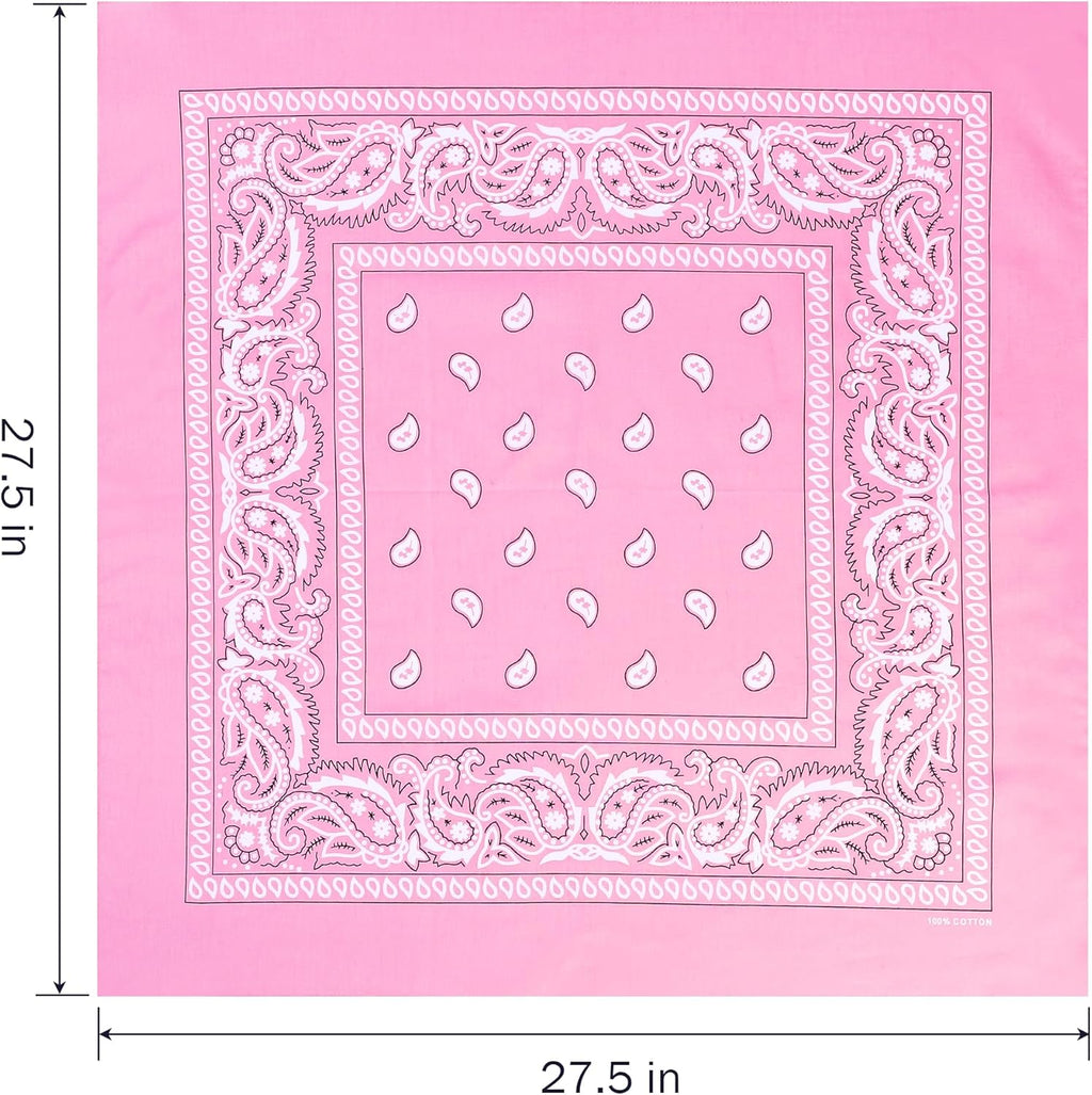 100% Cotton 27" x 27" Large Bandanas for Men & Women, Multi-Purpose Bandana Headbands, Square Head Scarf