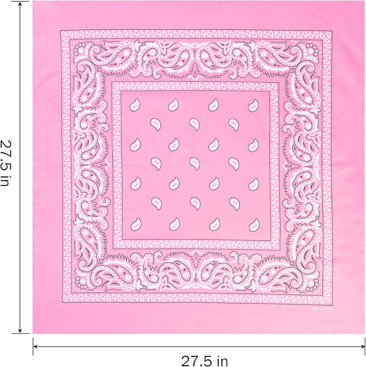 100% Cotton 27" x 27" Large Bandanas for Men & Women, Multi-Purpose Bandana Headbands, Square Head Scarf