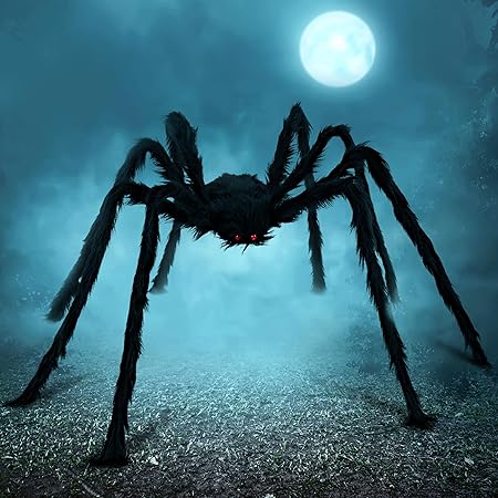 JOYIN Halloween Outdoor Decorations Giant Spider, 5 Ft Large Spider for Yard Lawn Garden Patio Scary Halloween Outside Decor, Indoor Haunted House Prop and Home Party Decor, Black