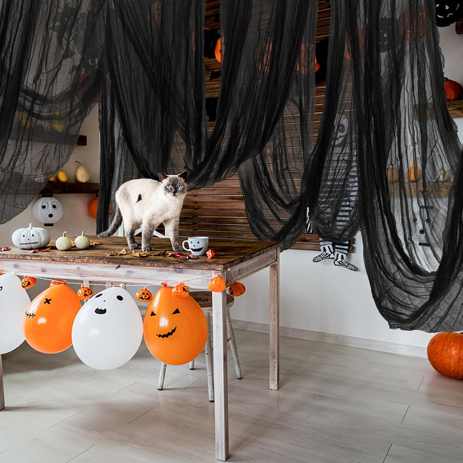 197" x 85" Halloween Creepy Cloth - Halloween Spooky Fabric Cloth - Scary Gauze Blood Creepy Cloth for Haunted House Halloween Party Yard Wall Doorway Outdoors Decoration