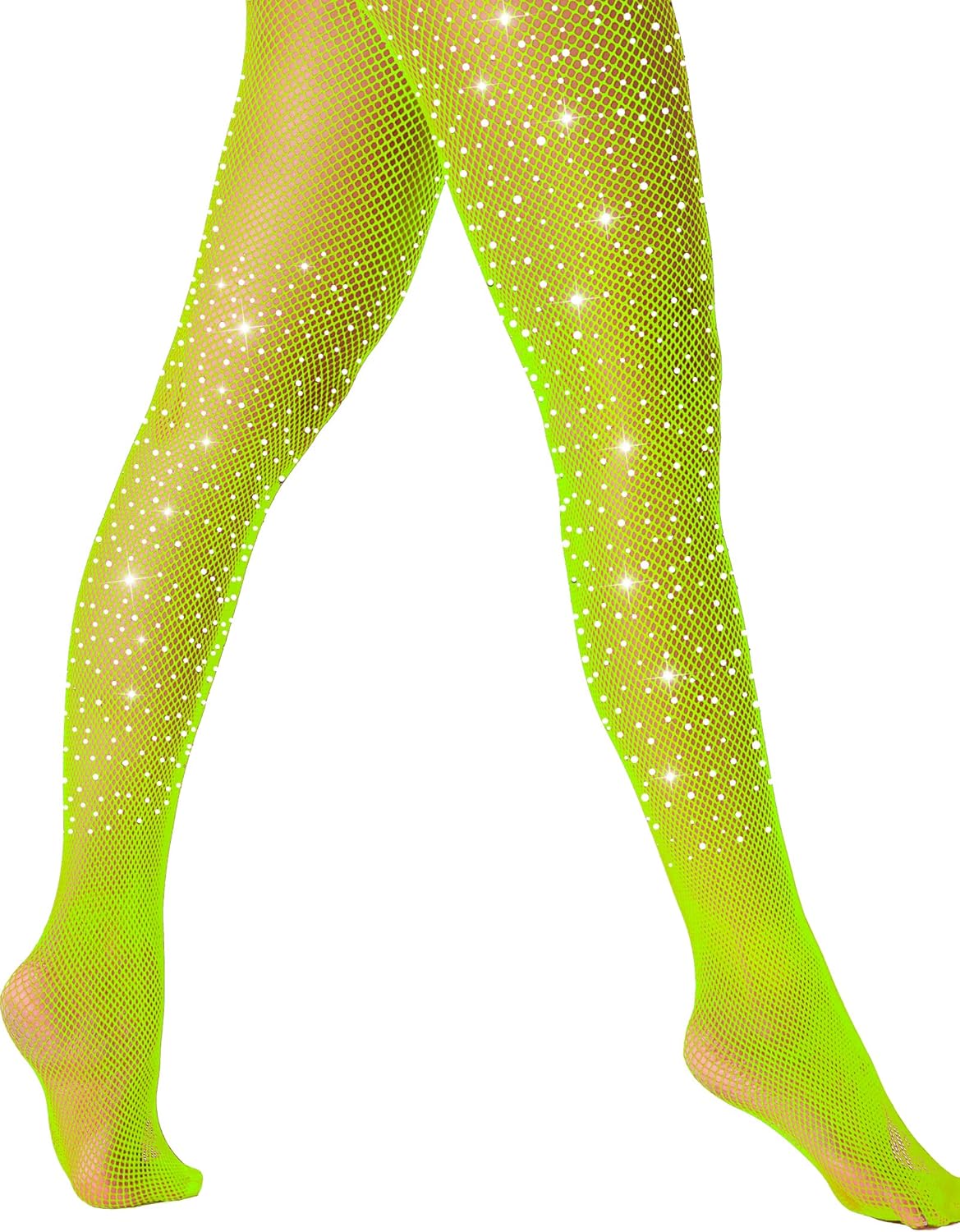 VEBZIN Sexy Sparkly Fishnets Stockings Jeweled High Waist Fishnet Tights for Women Rhinestone Party Pantyhose