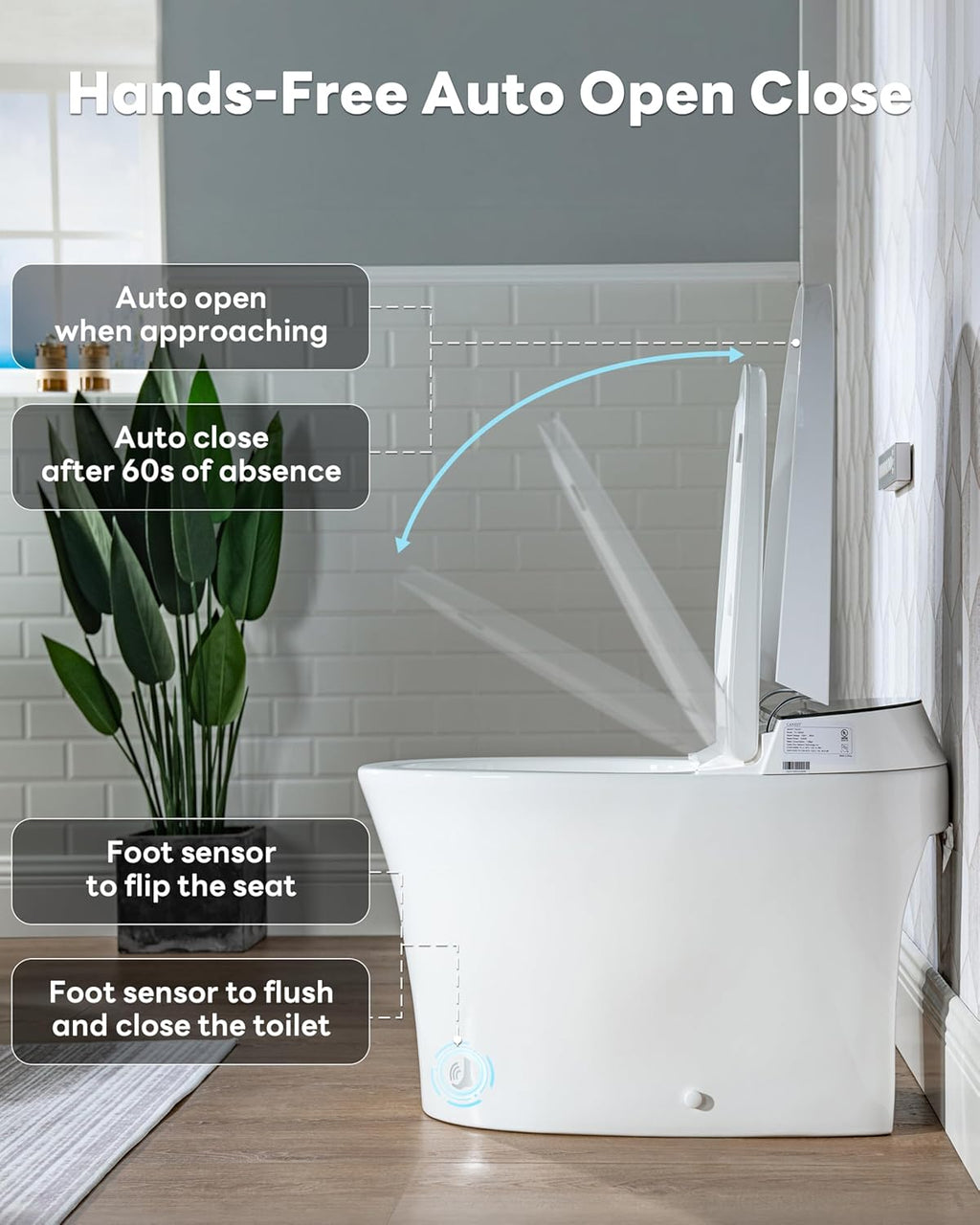 CANEST Smart Toilet, Smart Toilet with Bidet Built in, Pump-assisted Flush, Foot Sensor Operation, Warm Water, Heated Seat, Air Dryer, Digital Display (TC-100GE)
