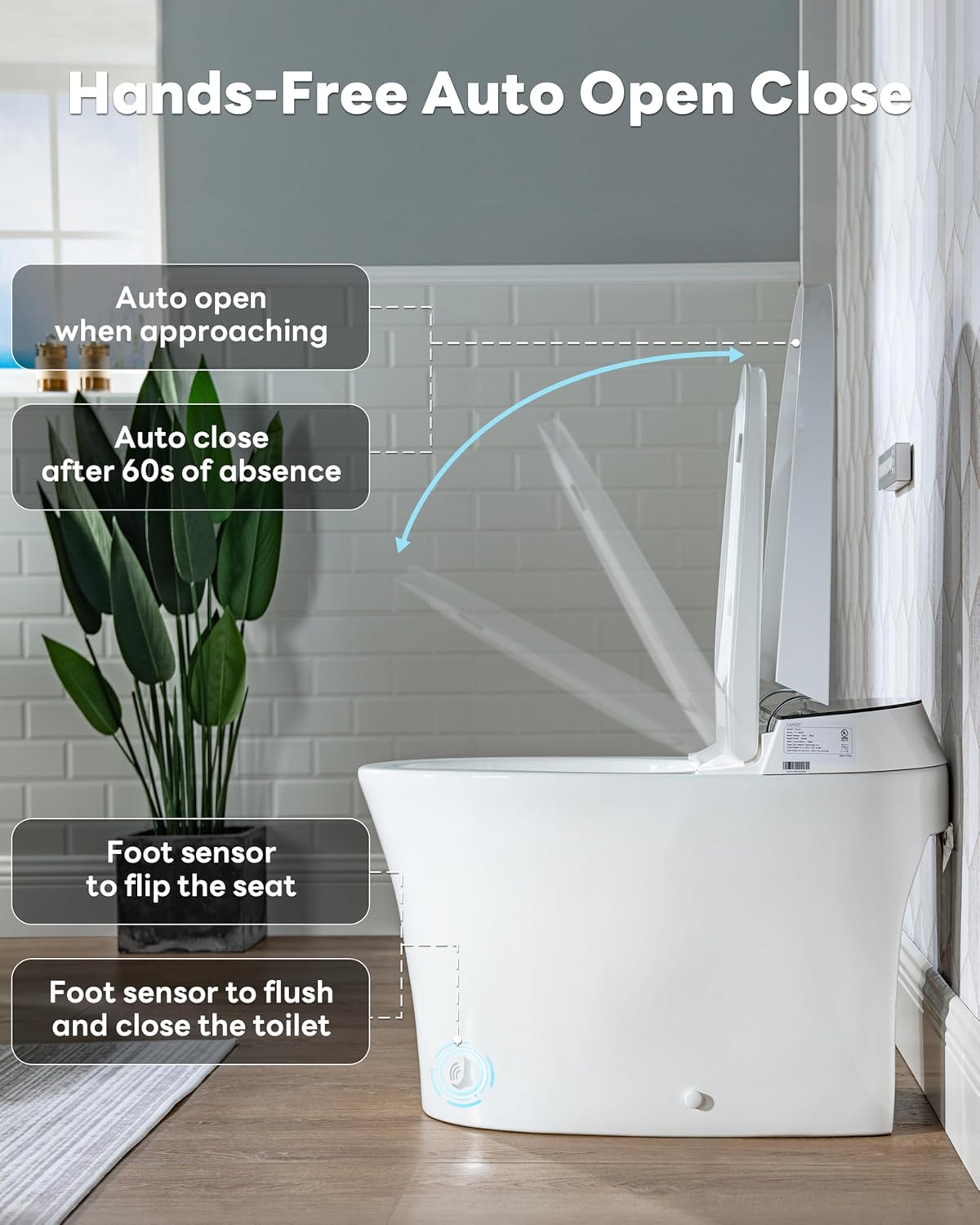 CANEST Smart Toilet, Smart Toilet with Bidet Built in, Pump-assisted Flush, Foot Sensor Operation, Warm Water, Heated Seat, Air Dryer, Digital Display (TC-100GE)