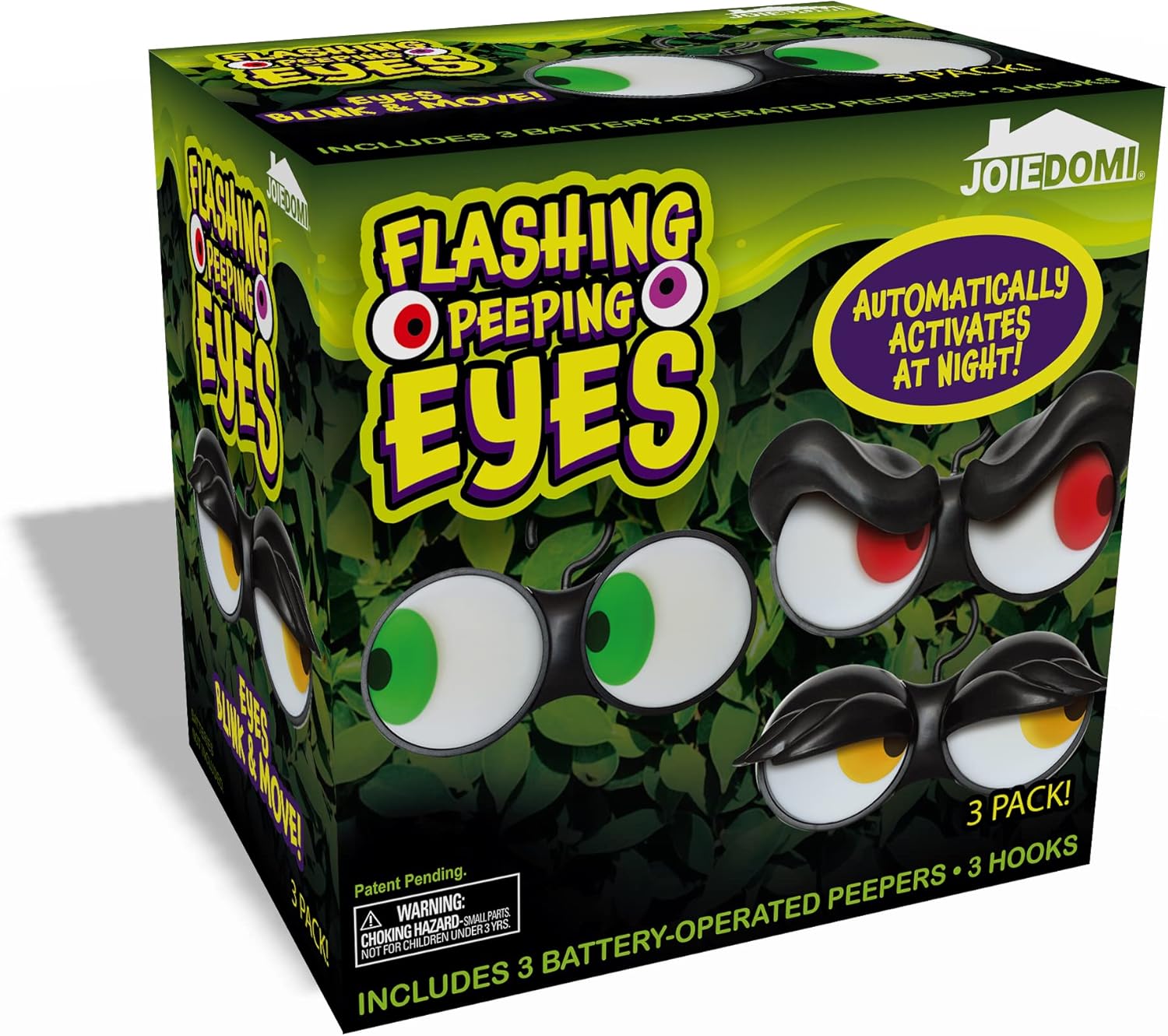 Joiedomi 3 Pack Halloween Decorations Indoor Flashing Peeping Eyes Lights with Timer, Halloween Glowing Decorations Outdoor Party Supplies, Spooky Animated Lights Eyes Decor for Yard Lawn Garden