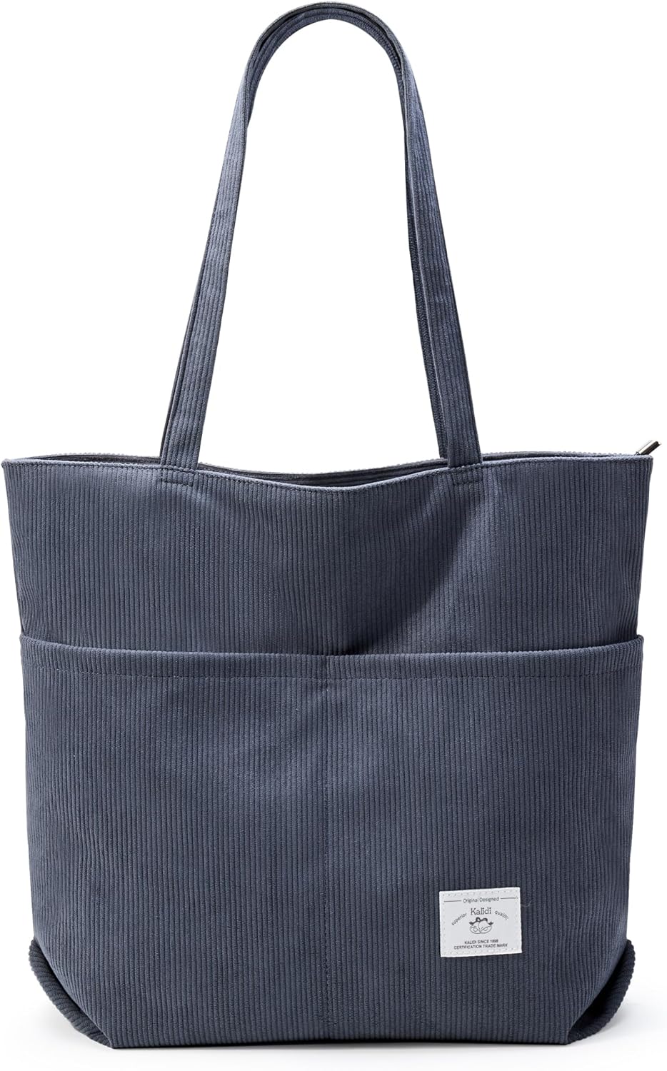 KALIDI Women Corduroy Tote Bag Zipper Casual Tote's Handbag Big Capacity Shoulder Bag with Pockets