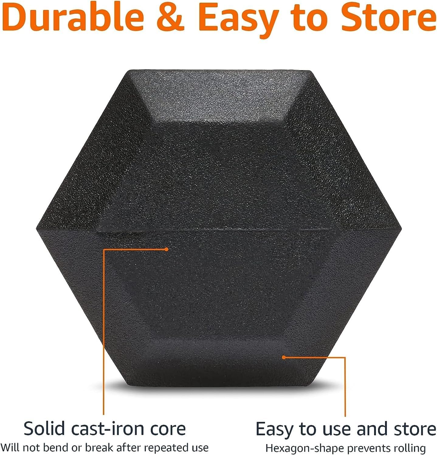 Basics Rubber Hex Dumbbell Hand Weight