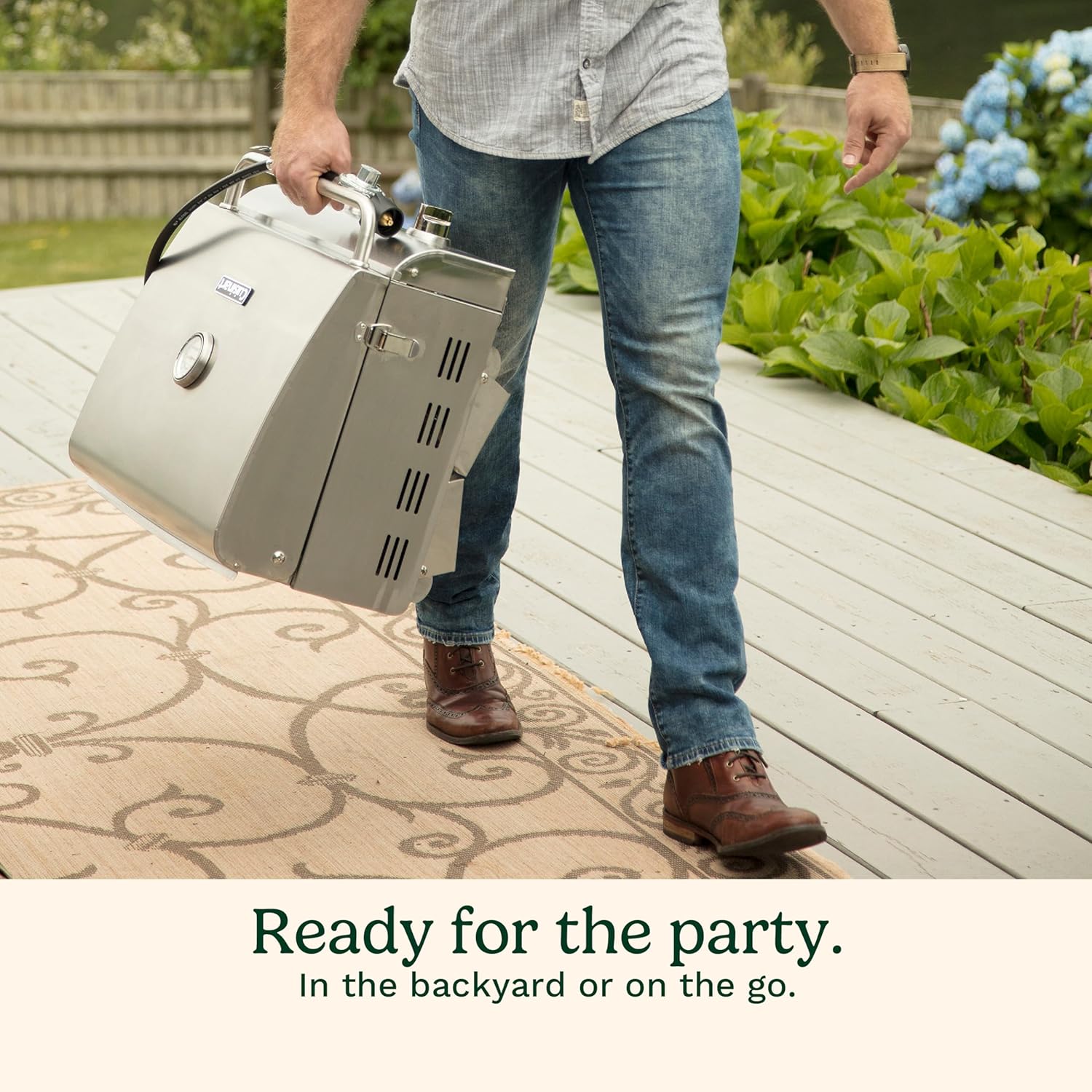 Cuisinart Chef's Style Tabletop Portable Propane Gas Grill, 20,000 BTU Stainless Steel 2-Burner Outdoor BBQ Grill for Camping, Tailgates, BBQ, Hassle-Free Setup