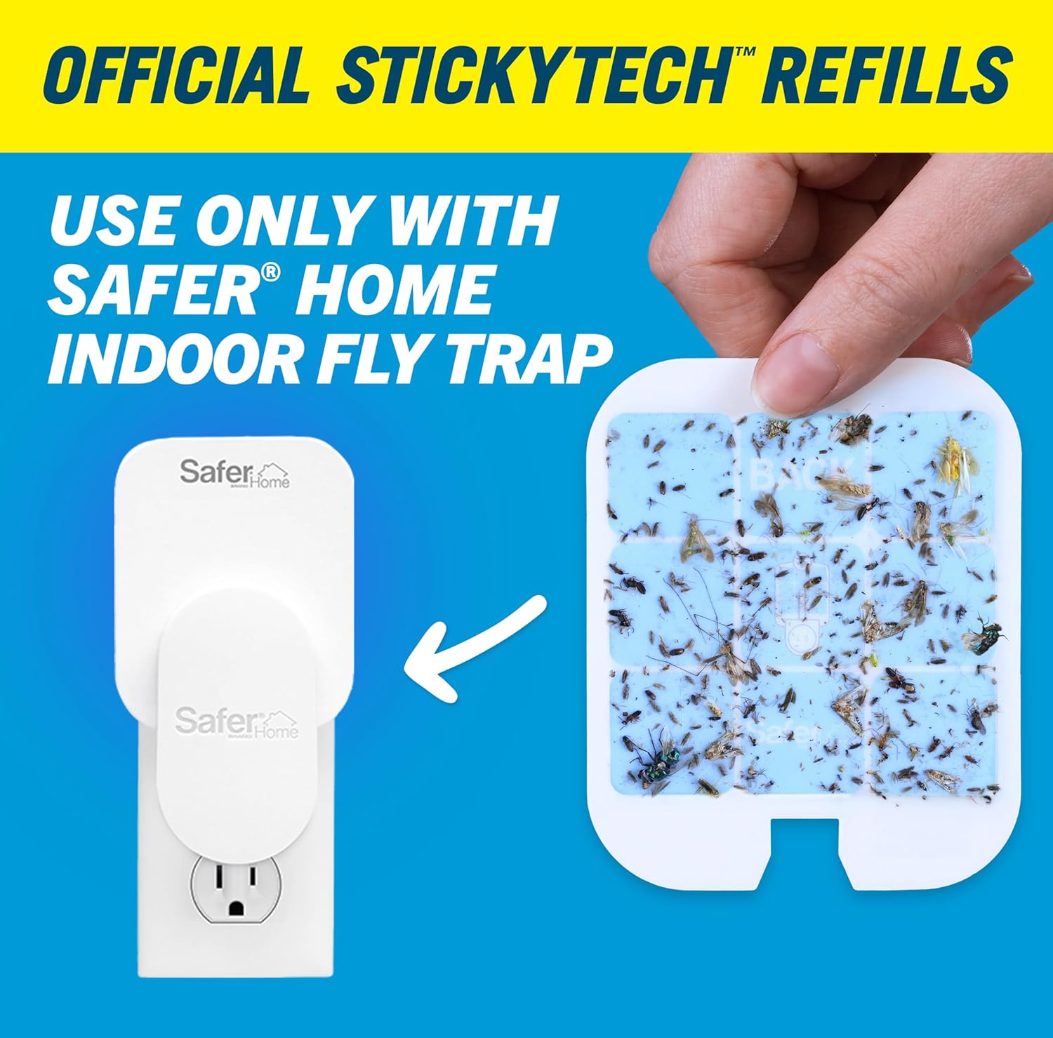 Safer Home Indoor Plug-In Fly Trap - SH502 - Effective Fruit Fly Traps for Indoors, Gnat Traps for House Indoor, 400 Sq Ft Protection - Style: 1 Device + 2 Glue Cards