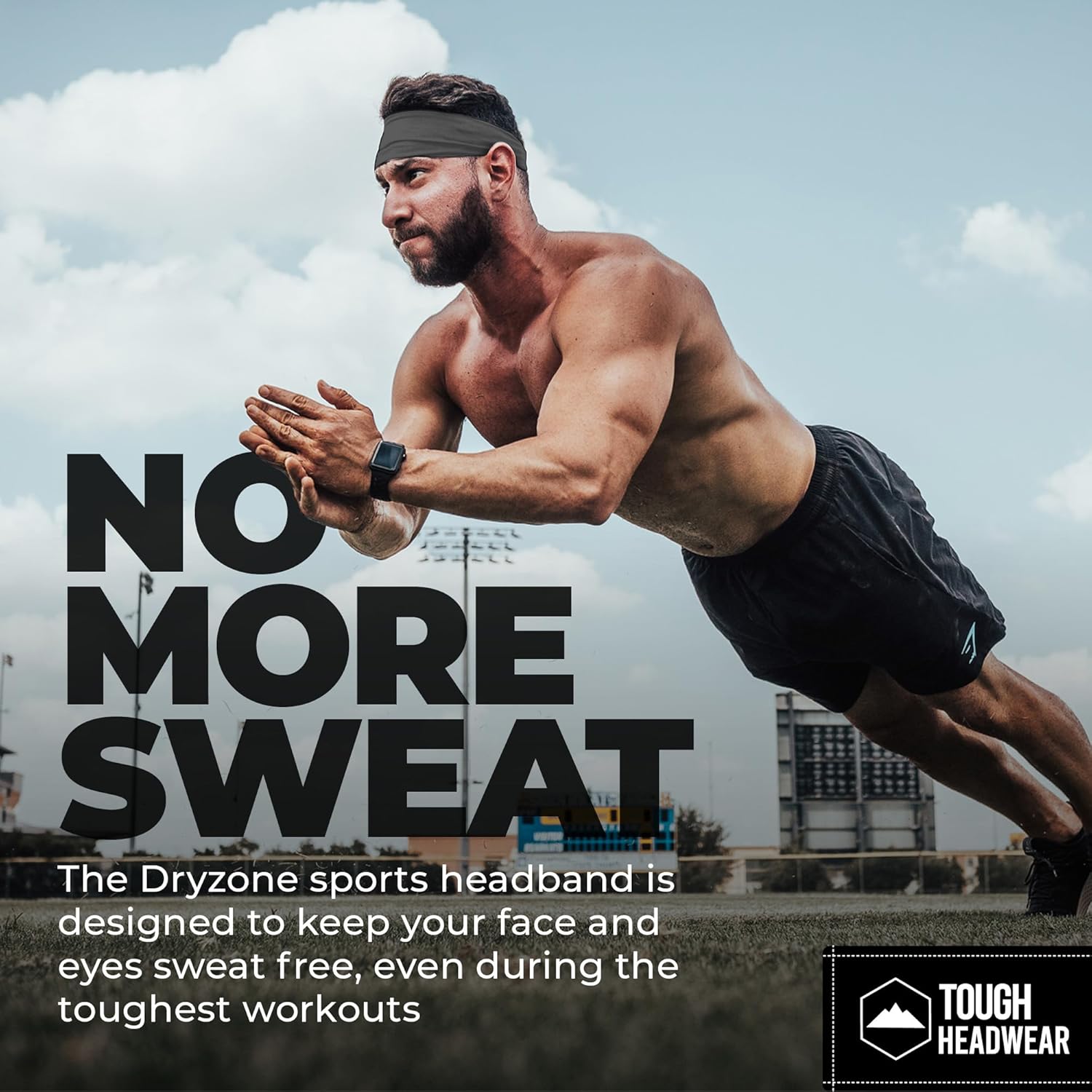 Tough Outfitters Headband for Men - Mens Headbands - Working Out Sports Performance Head Bands - Athletic Cycling Running Sweat Band, Football Headbands - Sweat Bands Men/Women