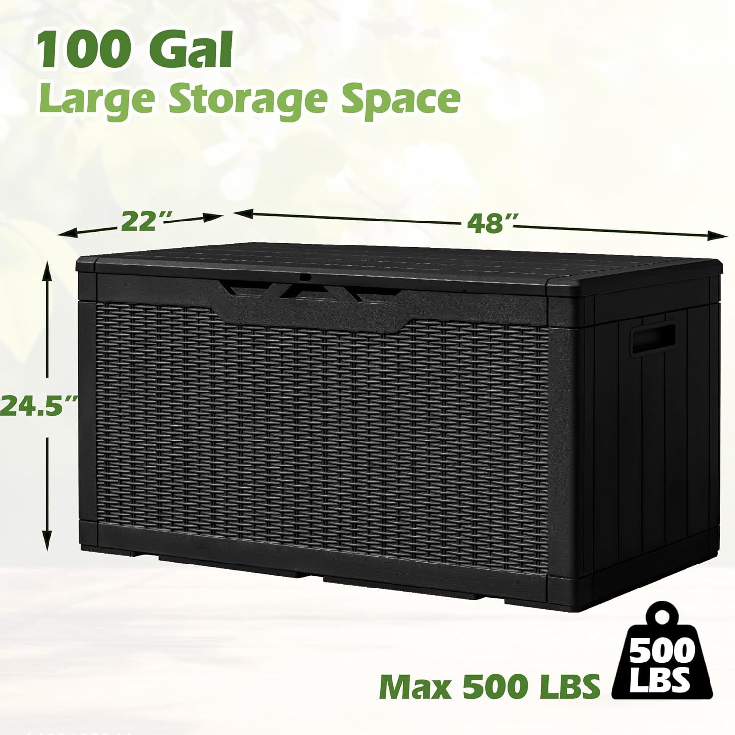 Greesum 31 Gallon Resin Deck Box Large Outdoor Storage for Patio Furniture, Garden Tools, Pool Supplies, Weatherproof and UV Resistant, Lockable, Dark Black