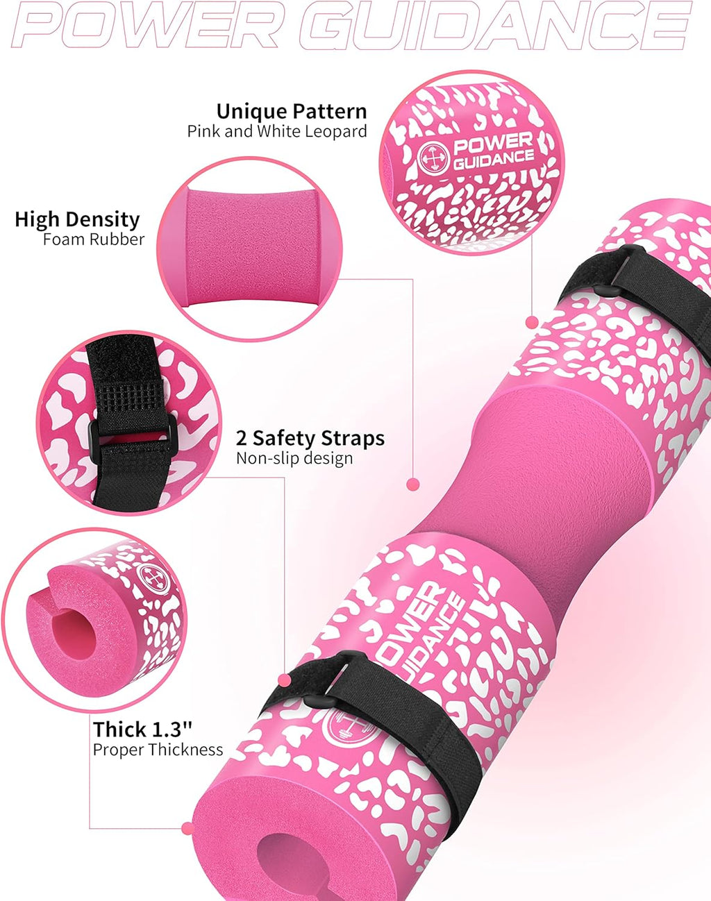 POWER GUIDANCE Barbell Squat Pad - Neck & Shoulder Protective Pad - Great for Squats, Lunges, Hip Thrusts, Weight Lifting & More - Fit Standard and Olympic Bars Perfectly