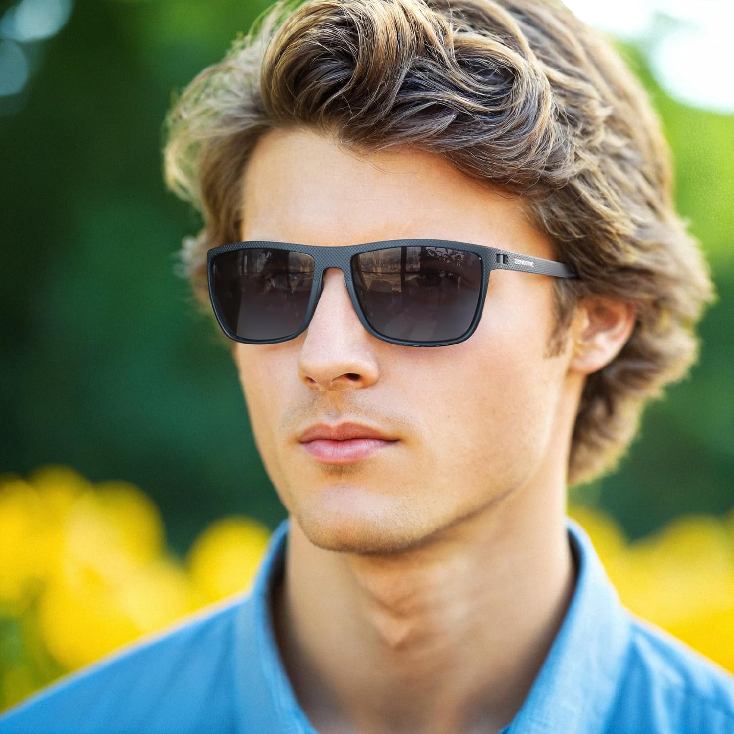 ZENOTTIC Polarized Sunglasses for Men Lightweight TR90 Frame UV400 Protection Square Sun Glasses