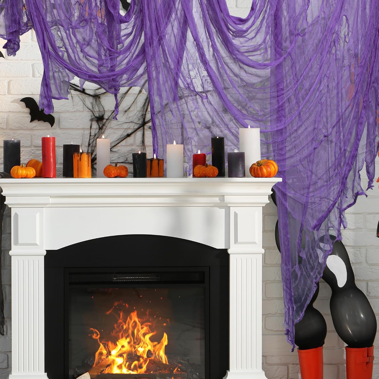 197" x 85" Halloween Creepy Cloth - Halloween Spooky Fabric Cloth - Scary Gauze Blood Creepy Cloth for Haunted House Halloween Party Yard Wall Doorway Outdoors Decoration