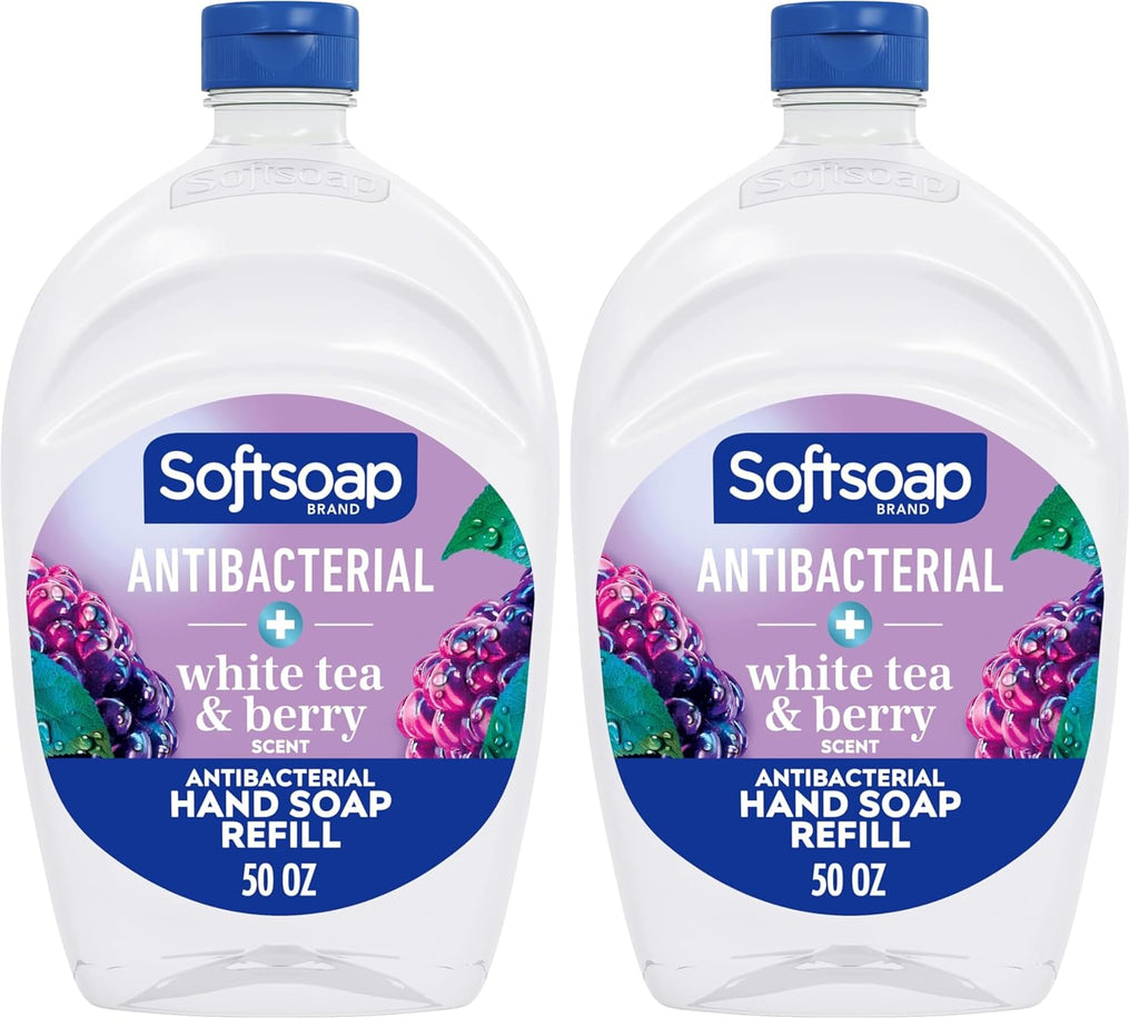 Softsoap Antibacterial Liquid Hand Soap Refill, White Tea & Berry Scented Hand Soap, 50 Ounce(Packaging May Vary)