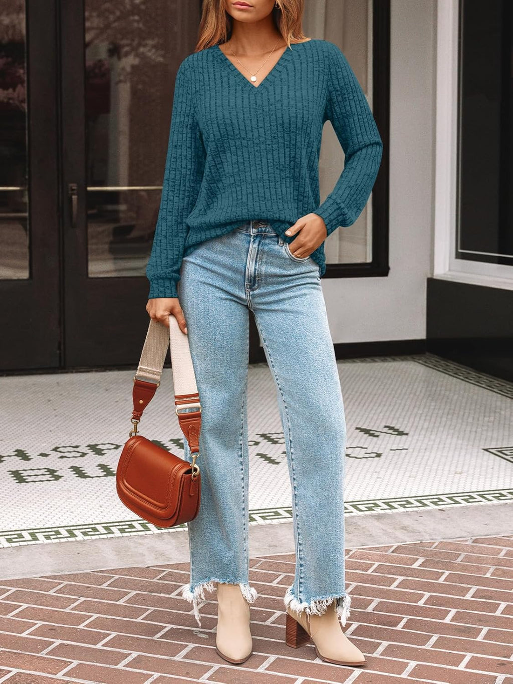 AUTOMET Womens V Neck Long Sleeve Shirt Fall Fashion Tops Tunic Dressy Casual Sweater Clothes Cute Trendy Work Outfits 2025