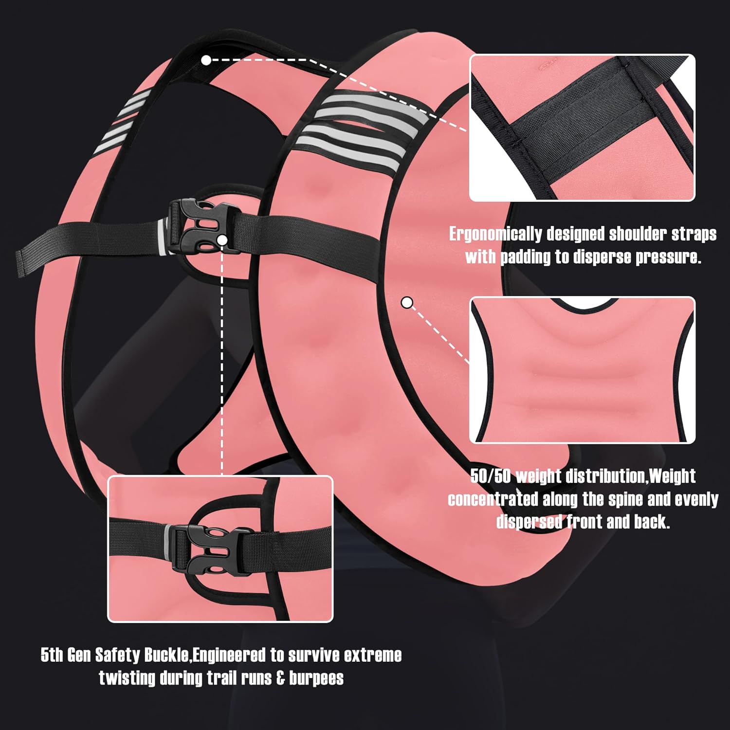 Weighted Vest Men or Women - 5/10/15/20/25/30lbs Weights with Reflective Stripe, Weighted Vest for Workout Equipment for Strength Training Running - Walking Weight Loss