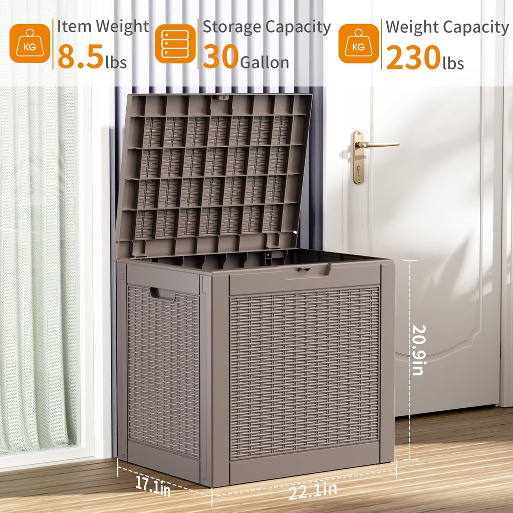 80 Gallon Resin Deck Box, Lockable Patio Outdoor Storage Box for Furniture, Garden Tools and Tools Storage, Waterproof Outside Storage Box - Black