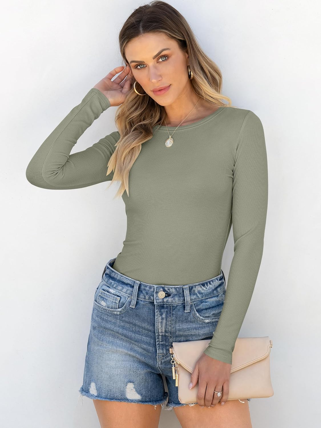 ANRABESS Women Long Sleeve Shirts Rib Knit Slim Fit Tops Basic Tee 2025 Fall Outfits Casual T-Shirt Underscrubs Layer Clothes