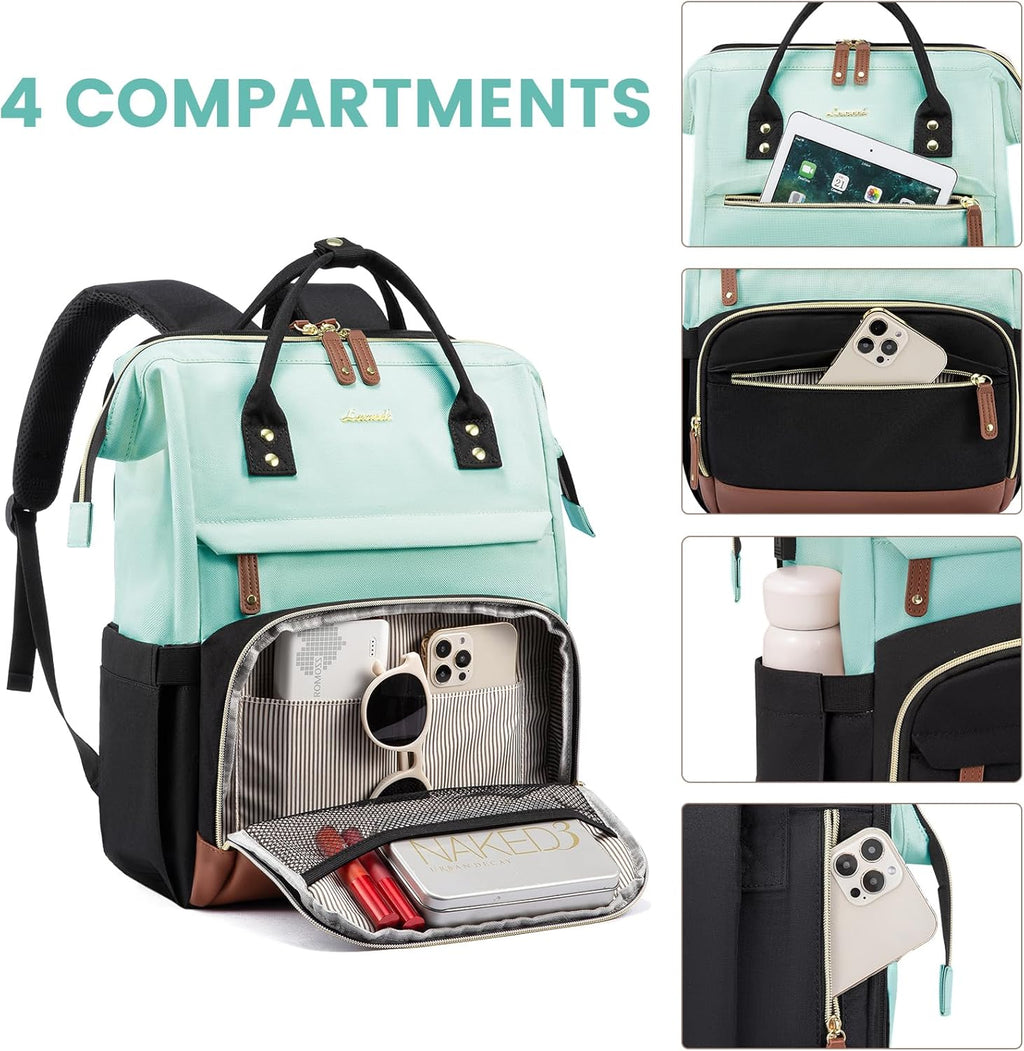 LOVEVOOK Laptop Backpack for Women, 15.6 Inch Work Business Backpacks Purse With Large Capacity, Waterproof Nurse Bag College Bookbag for School, Waterproof Casual Daypack for Travel