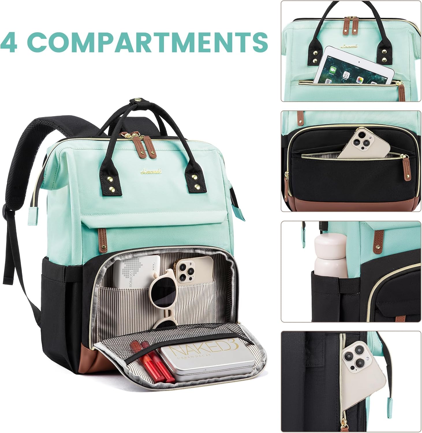 LOVEVOOK Laptop Backpack for Women, 15.6 Inch Work Business Backpacks Purse With Large Capacity, Waterproof Nurse Bag College Bookbag for School, Waterproof Casual Daypack for Travel