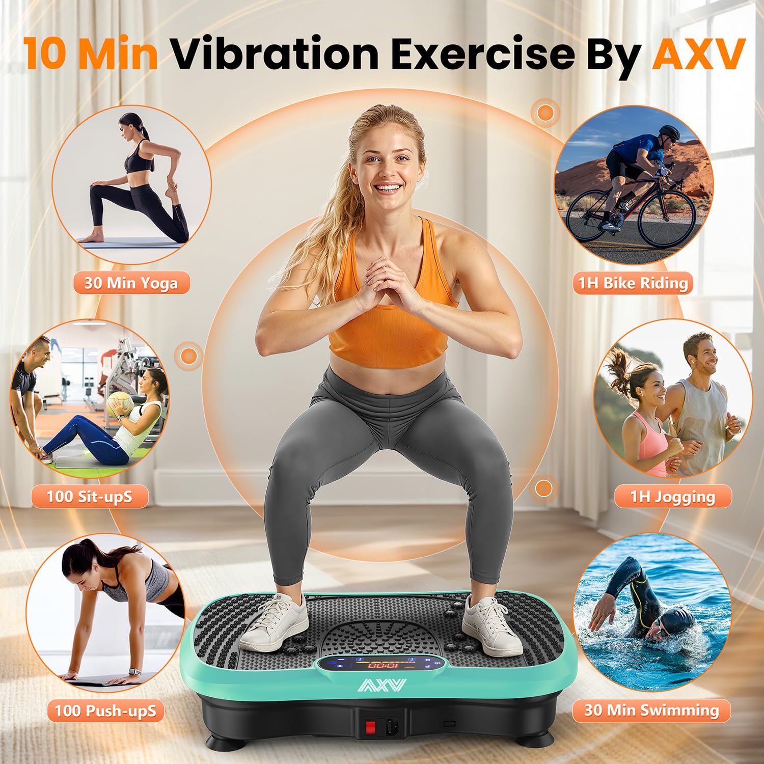 AXV Vibration Plate Fitness Platform Exercise Machine Vibrating Shaking Full Body Shaker Workout Vibrate Stand Shake Board Sport Gym for Weight Loss Fat Burner for Women Men