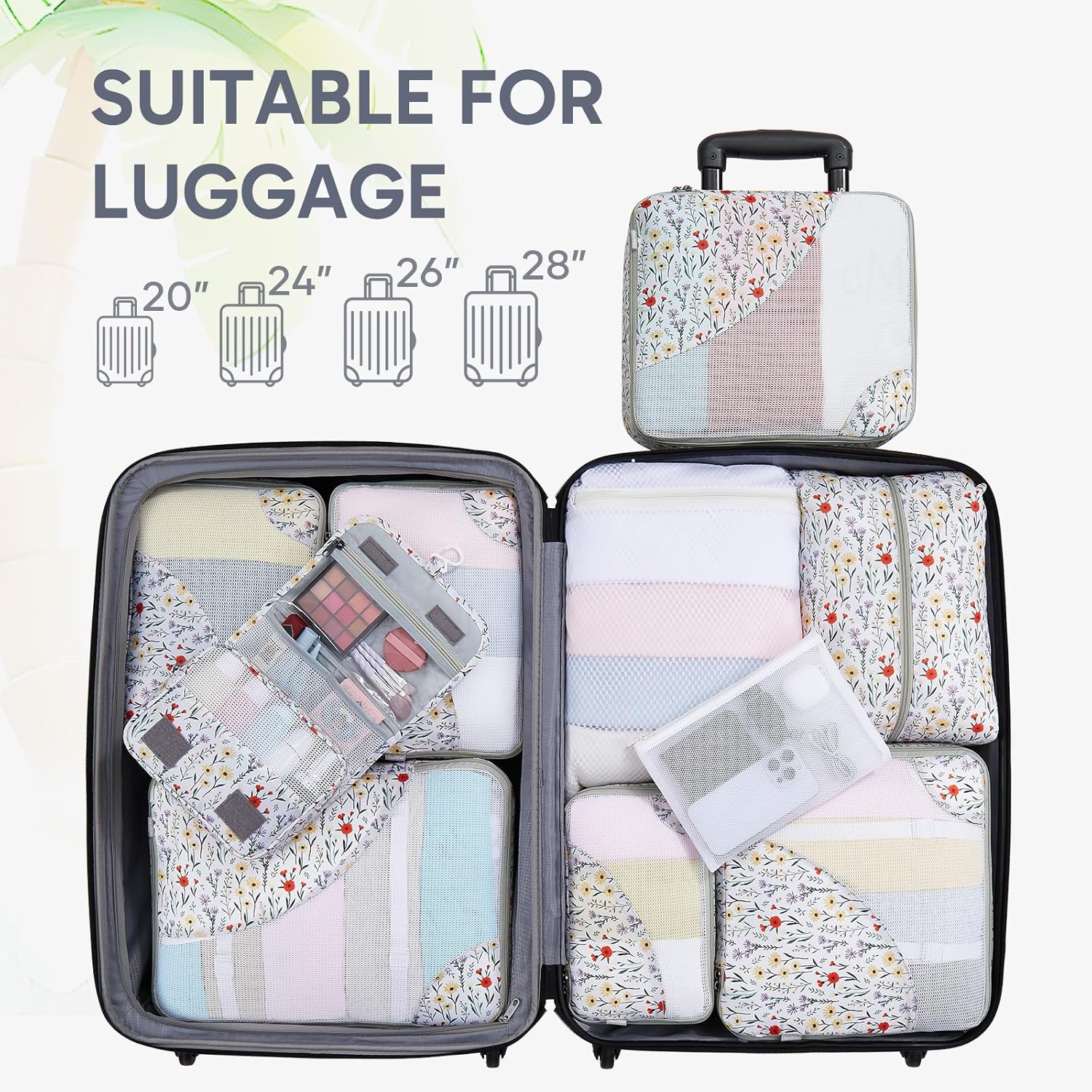 10 Set/8 Set Packing Cubes for Travel, Gifts for Women Mom,Anti-Tearing Suitcase Organizer for Luggage with Shoe & Hanging Toiletry Bag,OlarHike Vacation Essentials & Accessories for Cruise Ship,Cream