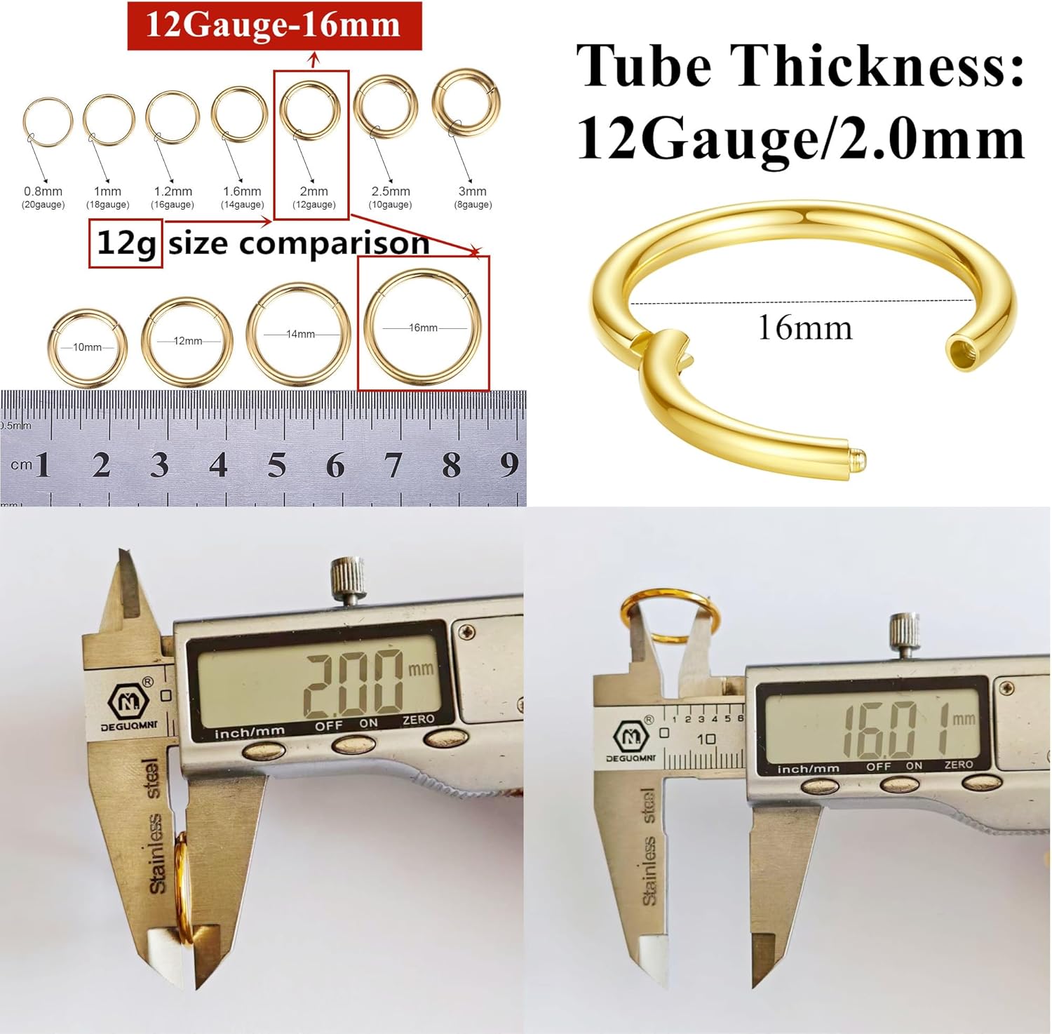 ORANGELOVE Hypoallergenic Nose Rings 20G 18G 16G 14G 12G 10G 8G 316l Surgical Steel Septum Jewelry Hinged Segment Ring Body Piercing Nose Hoop Lip Rings Nose Helix Cartilage Rook Earrings