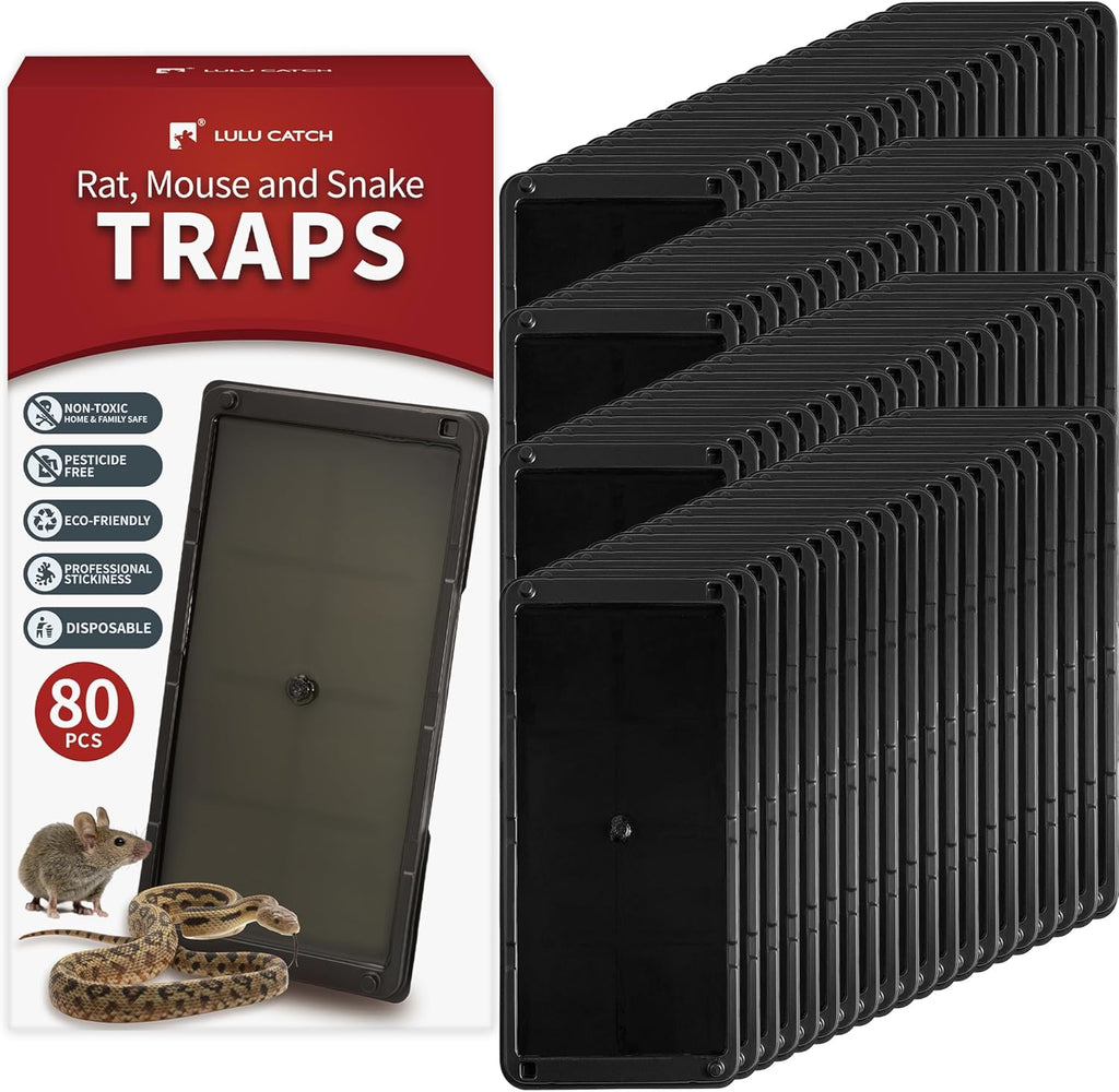 LULUCATCH Mouse & Insect Traps 12 Pack, Heavier Sticky Traps with Non-Toxic Glue for Small Mice & Insects. Sticky Mouse Traps Indoor, Easy to Set, Pet Safe Pest Control