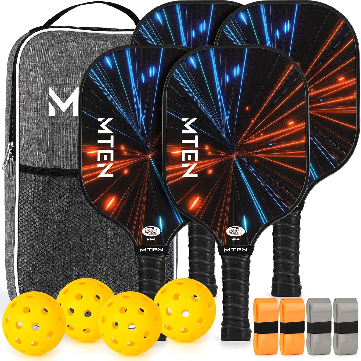 Pickleball Paddles, USAPA Approved Fiberglass Surface Pickleball Set with Pickleball Rackets, Pickleball Paddles Set for Men Women