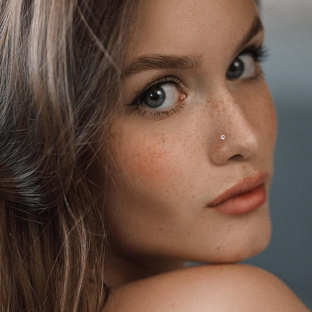 Jstyle Hypoallergenic Nose Rings 18G 20G Surgical Stainless Steel Nose Rings Studs Cubic Zirconia Nose Ring Labret Nose Piercing Jewelry for Women Men 1.5mm 2mm 2.5mm 3mm