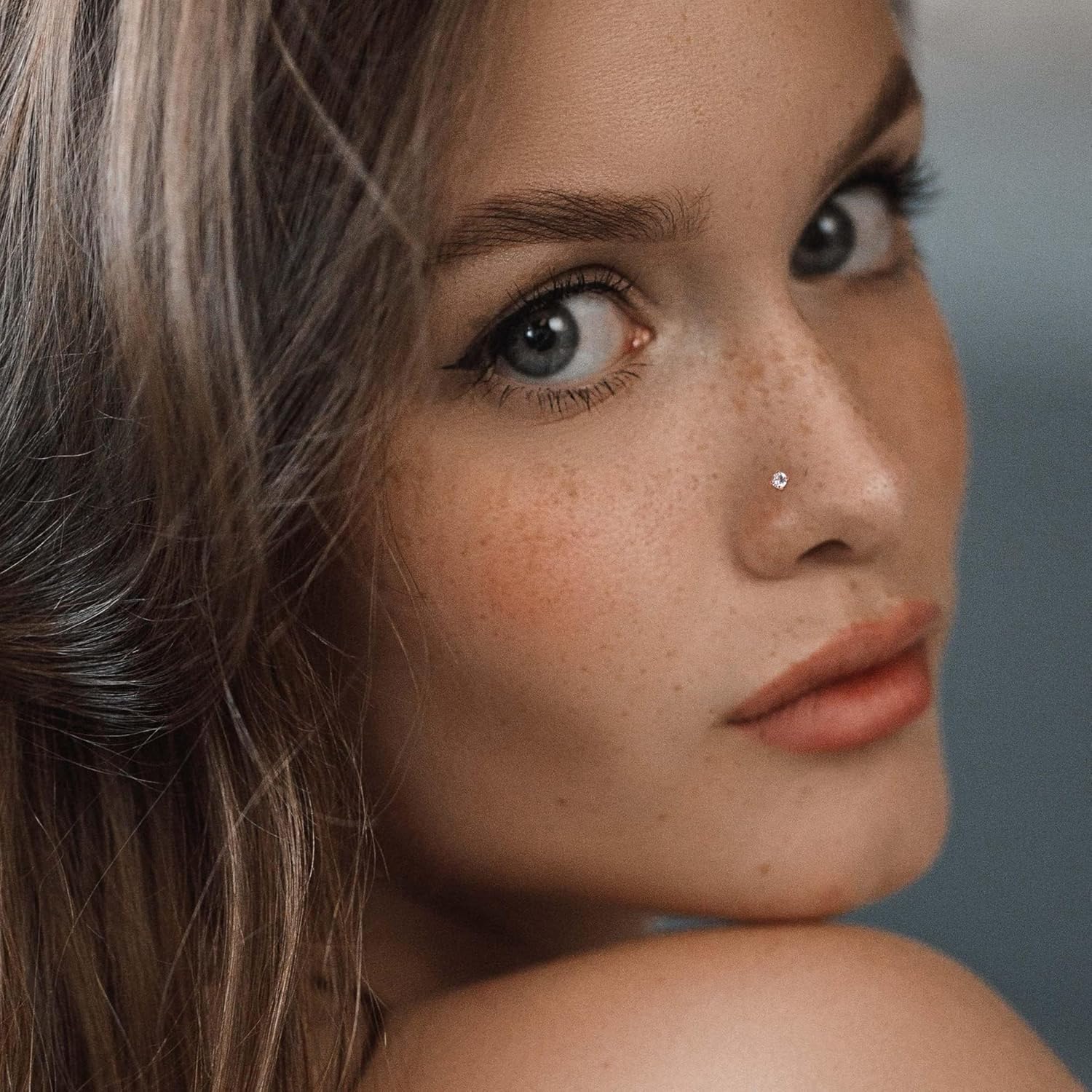 Jstyle Hypoallergenic Nose Rings 18G 20G Surgical Stainless Steel Nose Rings Studs Cubic Zirconia Nose Ring Labret Nose Piercing Jewelry for Women Men 1.5mm 2mm 2.5mm 3mm