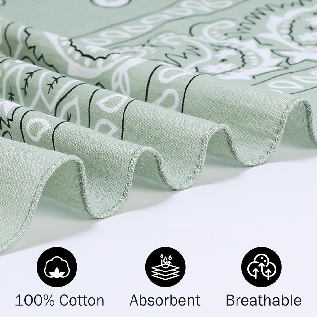 100% Cotton 27" x 27" Large Bandanas for Men & Women, Multi-Purpose Bandana Headbands, Square Head Scarf