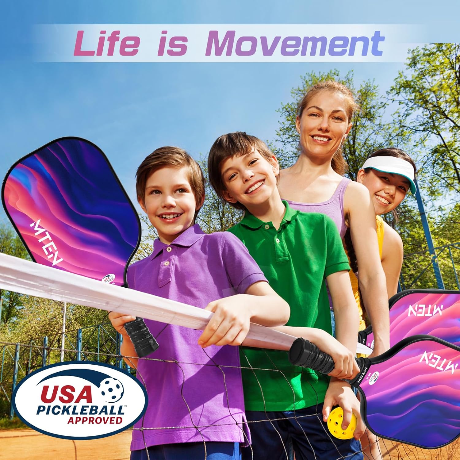 Pickleball Paddles, USAPA Approved Fiberglass Surface Pickleball Set with Pickleball Rackets, Pickleball Paddles Set for Men Women