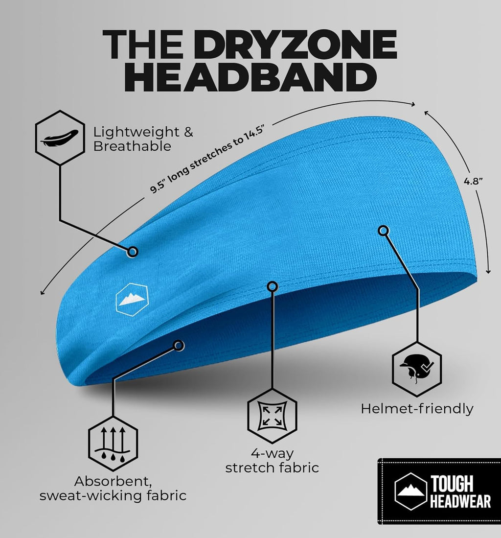 Tough Outfitters Headband for Men - Mens Headbands - Working Out Sports Performance Head Bands - Athletic Cycling Running Sweat Band, Football Headbands - Sweat Bands Men/Women