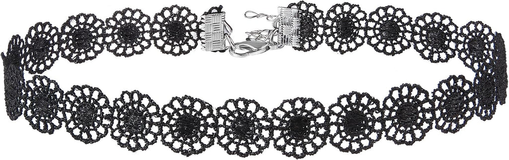 Fesciory Black Necklaces for Women, Adjustable Layered Velvet Leather Lace Collar Necklace, Goth Jewelry Gifts.