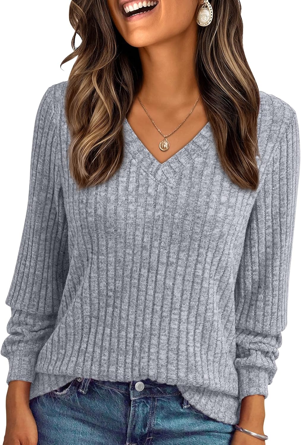 AUTOMET Womens V Neck Long Sleeve Shirt Fall Fashion Tops Tunic Dressy Casual Sweater Clothes Cute Trendy Work Outfits 2025