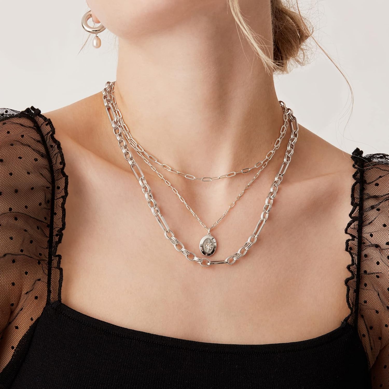 PAVOI 14K Gold Plated Layering Necklaces | Stylish Minimalist Design Pendant Necklaces | Bar, Circle, Lotus, Disc, Dog Tag, Horizontal Bar Pendants for Women