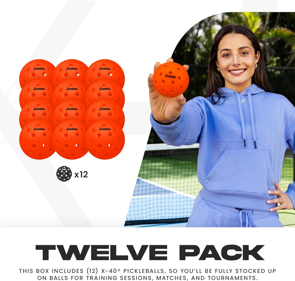 Franklin Sports X-40 Outdoor Pickleballs - Official Ball of USA Pickleball, APP Tour + US Open - Regulation Size
