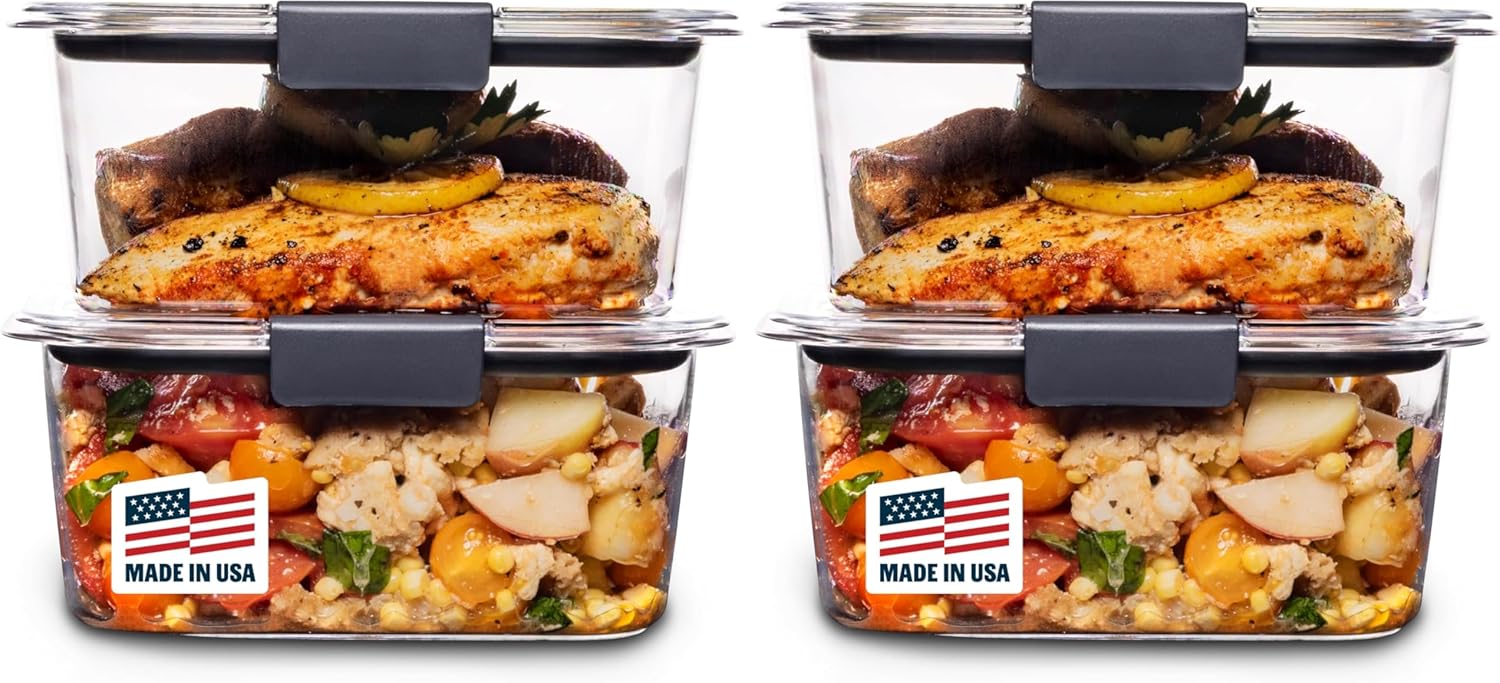 Rubbermaid Brilliance Food Storage Containers BPA Free Airtight Lids Ideal for Lunch Meal Prep & Leftovers Set of 5 (3.2 Cup)