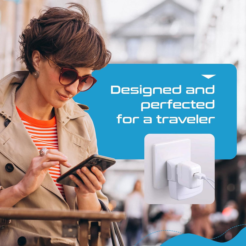 Ceptics Universal Travel Adapter, 35W International Power Adapter with PD & QC 3.0 Dual USB-C, 3 USB Travel Adapter Worldwide, Type I C G A Outlets 110V 220V A/C - EU Euro US UK (11-KU)