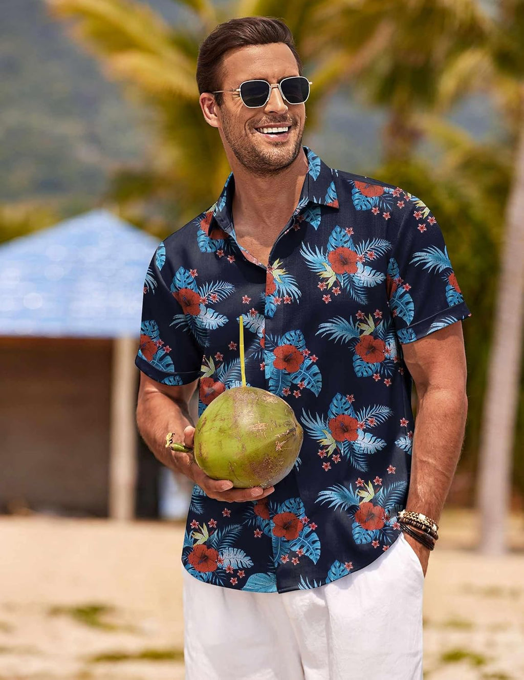 COOFANDY Men's Linen Shirts Short Sleeve Casual Shirts Button Down Shirt for Men Beach Summer Wedding Shirt