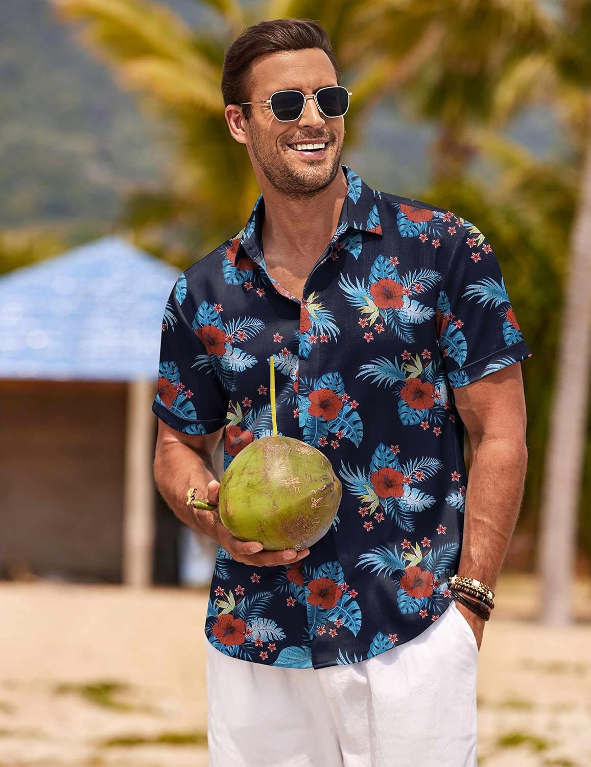 COOFANDY Men's Linen Shirts Short Sleeve Casual Shirts Button Down Shirt for Men Beach Summer Wedding Shirt