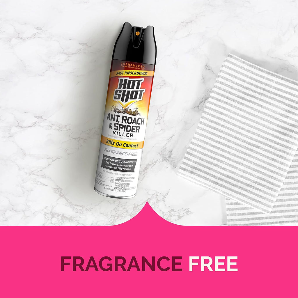 Hot Shot Ant, Roach & Spider Killer, Kills Insects Indoors and Outdoors, Kills Roaches and Listed Ants on Contact, Insecticide Spray, 17.5 Ounce (Crisp Linen)