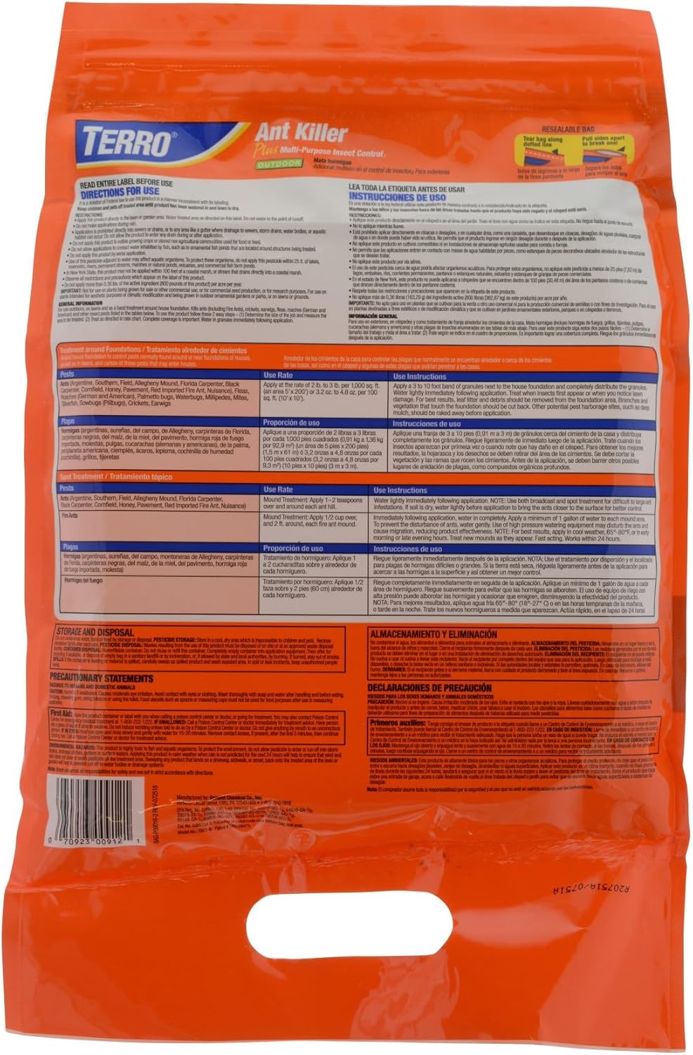 TERRO Ant Killer Plus Multi-Purpose Insect Control for Outdoors - Kills Fire Ants, Fleas, Cockroaches, and Other Crawling Insects - 3lb Shaker Bag - T901-6