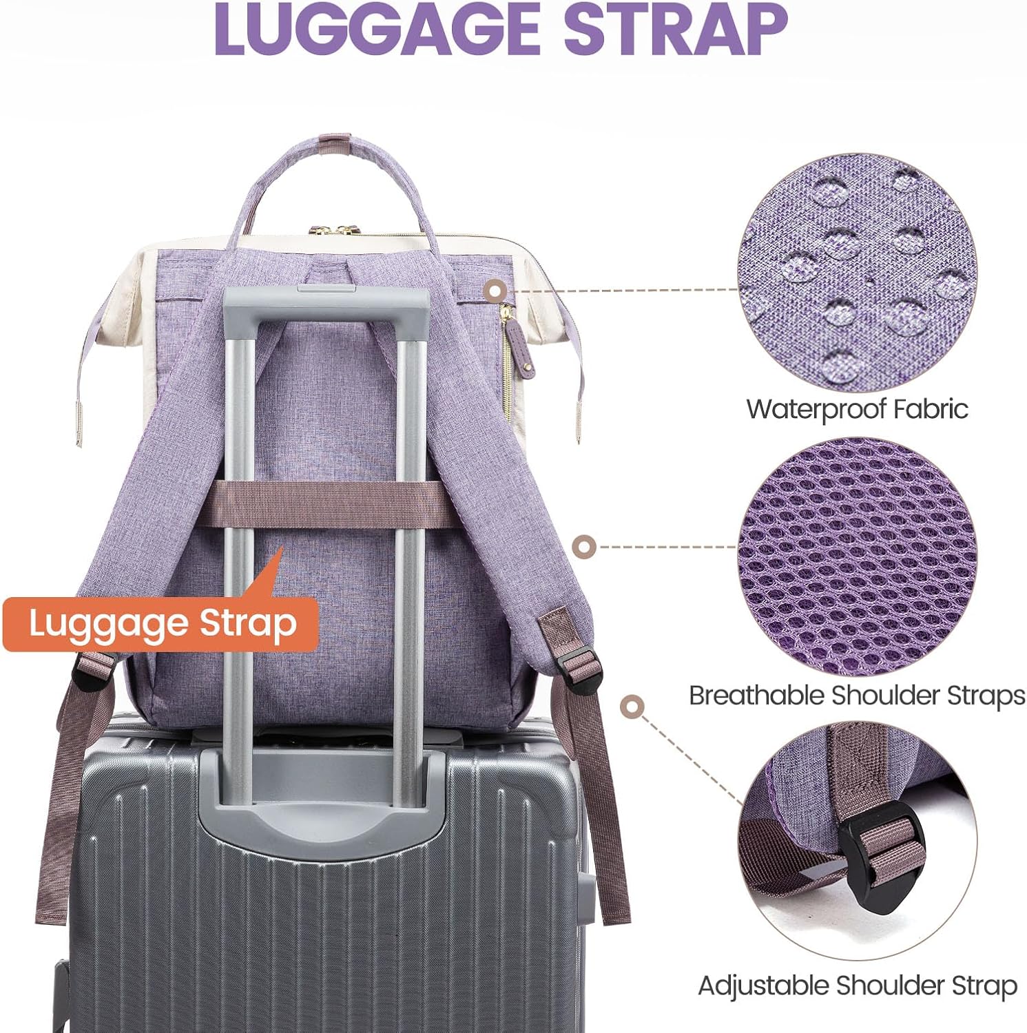 LOVEVOOK Laptop Backpack for Women, 15.6 Inch Work Business Backpacks Purse With Large Capacity, Waterproof Nurse Bag College Bookbag for School, Waterproof Casual Daypack for Travel